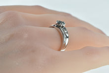 Load image into Gallery viewer, 14K Blue & White Diamond Flower Engagement Ring White Gold