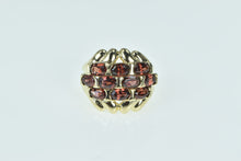 Load image into Gallery viewer, 10K Oval Garnet Layered Domed Statement Band Ring Yellow Gold