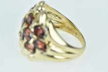 Load image into Gallery viewer, 10K Oval Garnet Layered Domed Statement Band Ring Yellow Gold