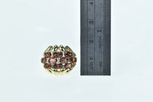 Load image into Gallery viewer, 10K Oval Garnet Layered Domed Statement Band Ring Yellow Gold