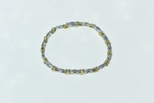 Load image into Gallery viewer, 10K Baguette Diamond Two Tone Bar Link Tennis Bracelet 6.75" White Gold