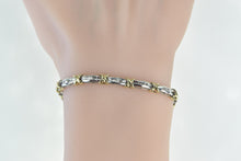 Load image into Gallery viewer, 10K Baguette Diamond Two Tone Bar Link Tennis Bracelet 6.75" White Gold