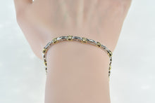 Load image into Gallery viewer, 10K Baguette Diamond Two Tone Bar Link Tennis Bracelet 6.75" White Gold