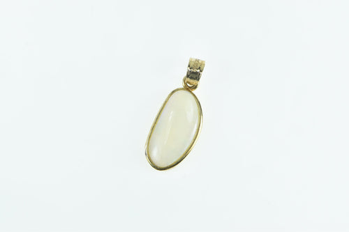 14K Oval Natural Opal Inset Vintage Statement Pendant Yellow Gold