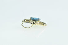 Load image into Gallery viewer, 10K Oval Blue Topaz Squared Filigree Statement Pendant Yellow Gold