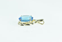 Load image into Gallery viewer, 10K Oval Blue Topaz Swirl Vintage Statement Pendant Yellow Gold
