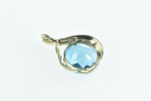 Load image into Gallery viewer, 10K Oval Blue Topaz Swirl Vintage Statement Pendant Yellow Gold