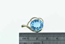 Load image into Gallery viewer, 10K Oval Blue Topaz Swirl Vintage Statement Pendant Yellow Gold