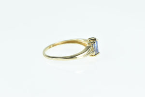 10K Three Stone Marquise Tanzanite Diamond Ring Yellow Gold
