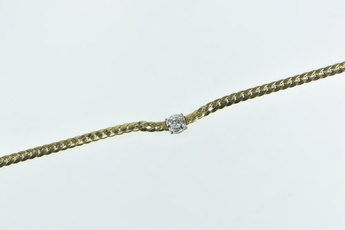14K 0.21 Ct Diamond Herringbone Chain Vintage Necklace 16.5