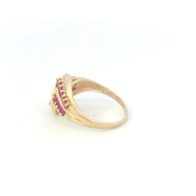 Load image into Gallery viewer, 10K Baguette Ruby Diamond Curvy Freeform Ring Yellow Gold