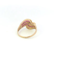 Load image into Gallery viewer, 10K Baguette Ruby Diamond Curvy Freeform Ring Yellow Gold