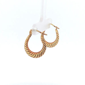 10K 19.8mm Puffy Twist Vintage Oval Hoop Earrings Yellow Gold