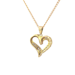 10K 0.50 Ctw Diamond Heart Love Symbol Pendant Yellow Gold