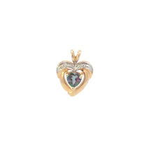 Load image into Gallery viewer, 10K Mystic Topaz Heart Love Symbol Diamond Pendant Yellow Gold