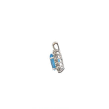 Load image into Gallery viewer, 14K Oval Blue Topaz Diamond Halo Statement Pendant White Gold