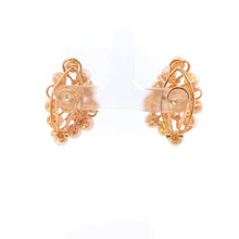 Load image into Gallery viewer, 14K Pearl Vintage Diamond Cluster Statement Earrings Yellow Gold