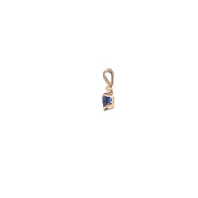 Load image into Gallery viewer, 10K Heart Syn. Sapphire CZ Vintage Love Symbol Pendant Yellow Gold