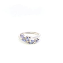 Load image into Gallery viewer, 10K Marquise Tanzanite Diamond Cluster Bypass Ring White Gold