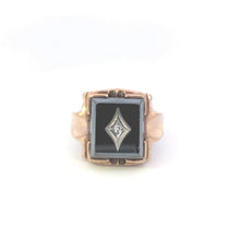 Load image into Gallery viewer, 10K Art Deco Hematite Diamond Vintage Statement Ring Yellow Gold