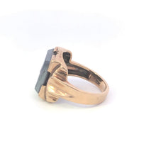 Load image into Gallery viewer, 10K Art Deco Hematite Diamond Vintage Statement Ring Yellow Gold