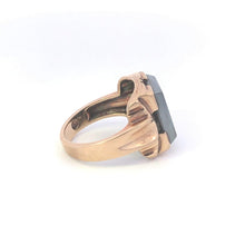 Load image into Gallery viewer, 10K Art Deco Hematite Diamond Vintage Statement Ring Yellow Gold