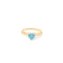 Load image into Gallery viewer, 10K Heart Blue Topaz Solitaire Vintage Love Ring Yellow Gold