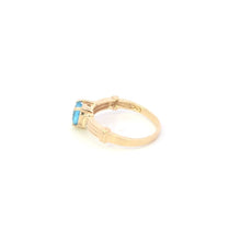 Load image into Gallery viewer, 10K Heart Blue Topaz Solitaire Vintage Love Ring Yellow Gold