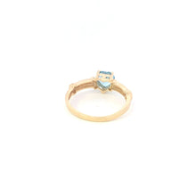 Load image into Gallery viewer, 10K Heart Blue Topaz Solitaire Vintage Love Ring Yellow Gold