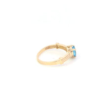Load image into Gallery viewer, 10K Heart Blue Topaz Solitaire Vintage Love Ring Yellow Gold