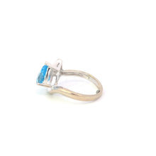Load image into Gallery viewer, 10K Pear Blue Topaz Diamond Accent Vintage Ring White Gold
