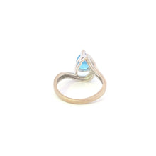 Load image into Gallery viewer, 10K Pear Blue Topaz Diamond Accent Vintage Ring White Gold