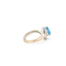 Load image into Gallery viewer, 10K Pear Blue Topaz Diamond Accent Vintage Ring White Gold