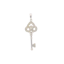 Load image into Gallery viewer, 10K Diamond Skeleton Key Loyalty Symbol Pendant White Gold