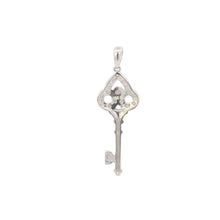 Load image into Gallery viewer, 10K Diamond Skeleton Key Loyalty Symbol Pendant White Gold