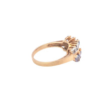 Load image into Gallery viewer, 10K Pear Tanzanite Diamond Vintage Statement Ring Yellow Gold