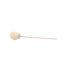 Load image into Gallery viewer, 10K Carved Alabaster Rose Flower Diamond Stick Pin Yellow Gold