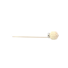 Load image into Gallery viewer, 10K Carved Alabaster Rose Flower Diamond Stick Pin Yellow Gold