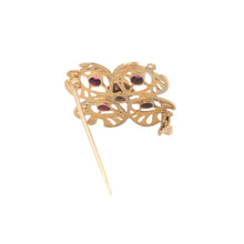 Load image into Gallery viewer, 10K Victorian Ruby Diamond Floral Clover Pin/Brooch Yellow Gold
