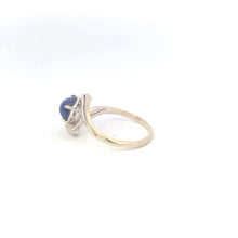 Load image into Gallery viewer, 14K Retro Round Syn. Star Sapphire Bypass Ring White Gold