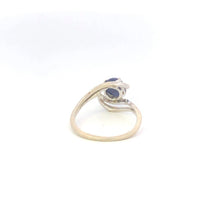 Load image into Gallery viewer, 14K Retro Round Syn. Star Sapphire Bypass Ring White Gold
