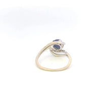 Load image into Gallery viewer, 14K Retro Round Syn. Star Sapphire Bypass Ring White Gold