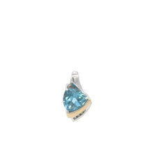Load image into Gallery viewer, Sterling Silver 14K Gold Trillion Blue Topaz Diamond Pendant
