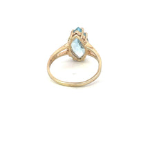 Load image into Gallery viewer, 10K Marquise Blue Topaz Diamond Wrapped Ring Yellow Gold