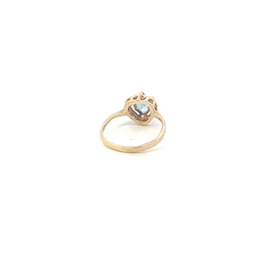 10K Heart Blue Topaz Diamond Accent Love Ring Yellow Gold