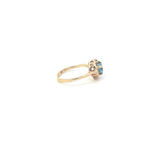 Load image into Gallery viewer, 10K Heart Blue Topaz Diamond Accent Love Ring Yellow Gold