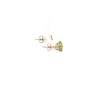 14K Round Peridot Solitaire Vintage Classic Earrings Yellow Gold