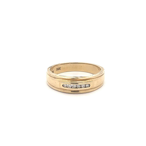 14K Men's Diamond Vintage Classic Wedding Ring Yellow Gold