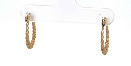 10K 17mm Oval Puffy Twist Vintage Hoop Earrings Yellow Gold