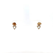 Load image into Gallery viewer, 10K Heart Blue Topaz Diamond Accent Stud Earrings Yellow Gold